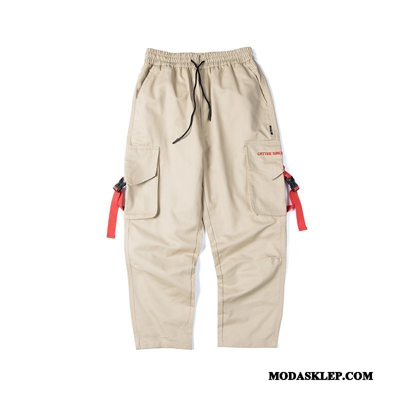 Męskie Spodnie Cargo Sprzedam Proste Tendencja Z Haftem Modna Marka Vintage Khaki