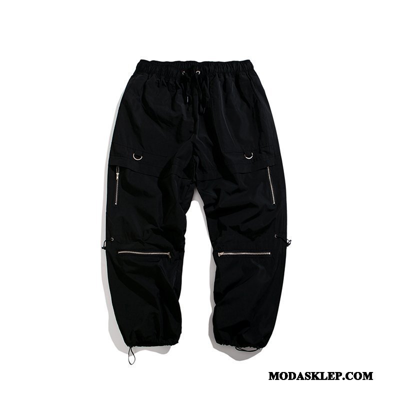 Męskie Spodnie Cargo Sprzedam Szerokie Slim Fit Dekoracja Casualowe Spodnie Tendencja Czysta Czarny