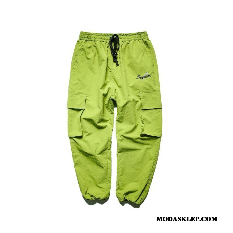 Męskie Spodnie Cargo Tanie Więcej Kieszeni Męska Mały Szerokie Slim Fit Czysta Zielony