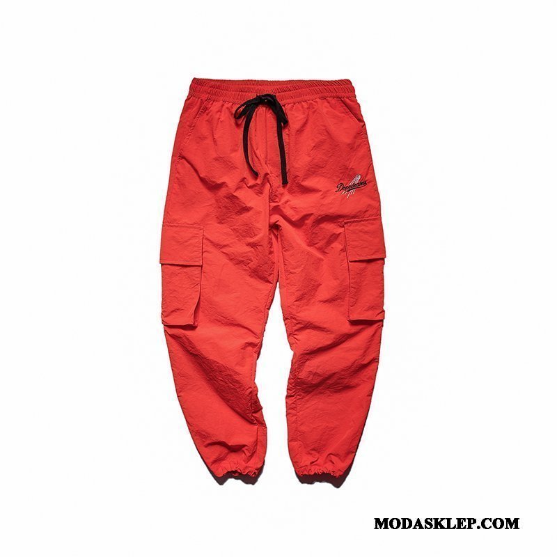 Męskie Spodnie Cargo Tanie Więcej Kieszeni Męska Mały Szerokie Slim Fit Czysta Zielony