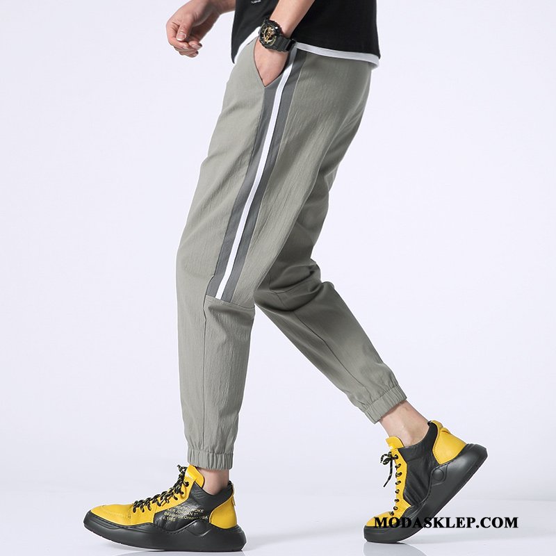 Męskie Spodnie Oferta Casualowe Spodnie Slim Fit Mały Student Bawełna Czarny
