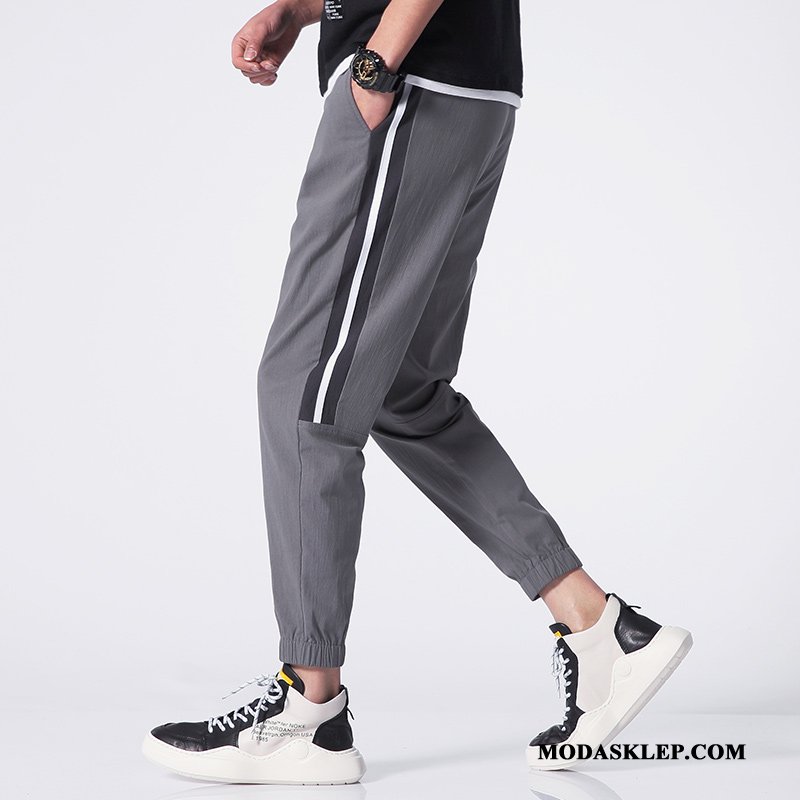 Męskie Spodnie Oferta Casualowe Spodnie Slim Fit Mały Student Bawełna Czarny