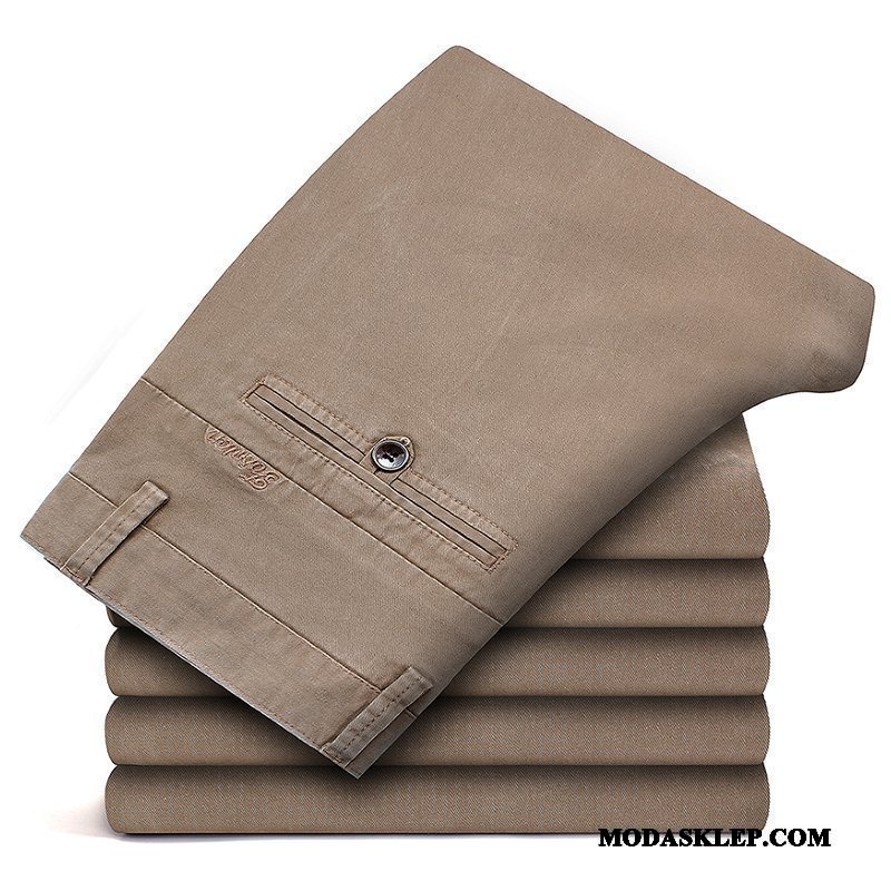 Męskie Spodnie Oferta Cienkie Męska Proste Biznes Elastyczne Khaki