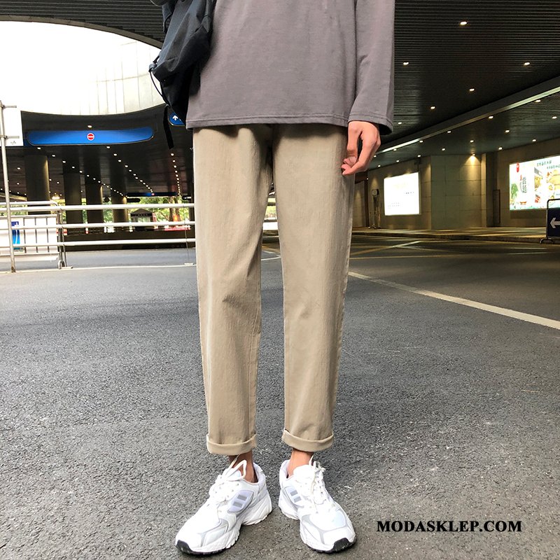 Męskie Spodnie Sklep Cienkie Slim Fit Garnitur Lato Proste Czarny