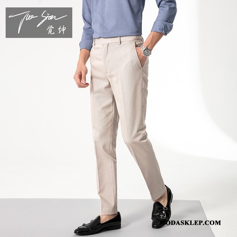 Męskie Spodnie Sklep Proste Wiosna Casual Slim Fit Mały Czysta Czarny