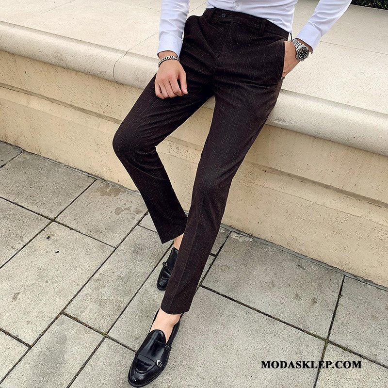 Męskie Spodnie Tanie Tendencja Slim Fit Młodzież Męska Ołówkowe Spodnie Czarny