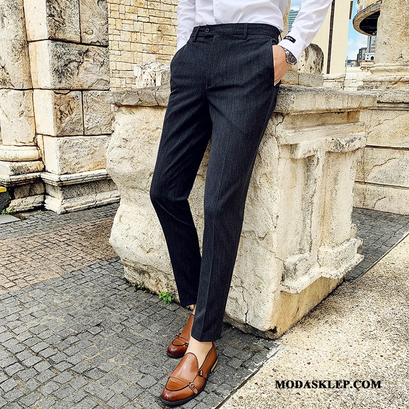 Męskie Spodnie Tanie Tendencja Slim Fit Młodzież Męska Ołówkowe Spodnie Czarny