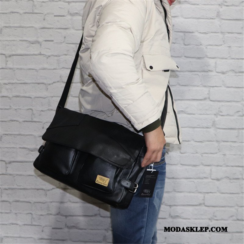 Męskie Torby Na Ramię Tanie Moda Duża Pojemność Trendy Nowy Torba Na Ramię Czarny