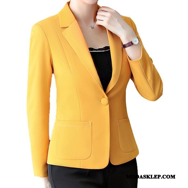 Damskie Blazer Dyskont Płaszcz Garnitur Blezer Casual Nowy Czarny Żółty