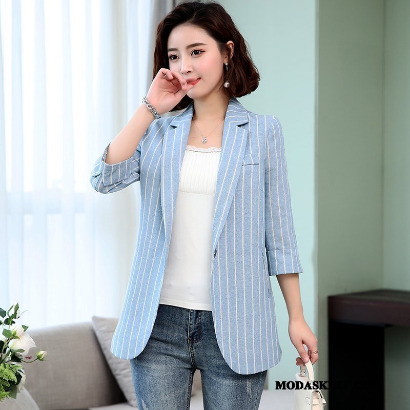 Damskie Blazer Kup Garnitur Casual Damska Wiosna Długie Niebieski