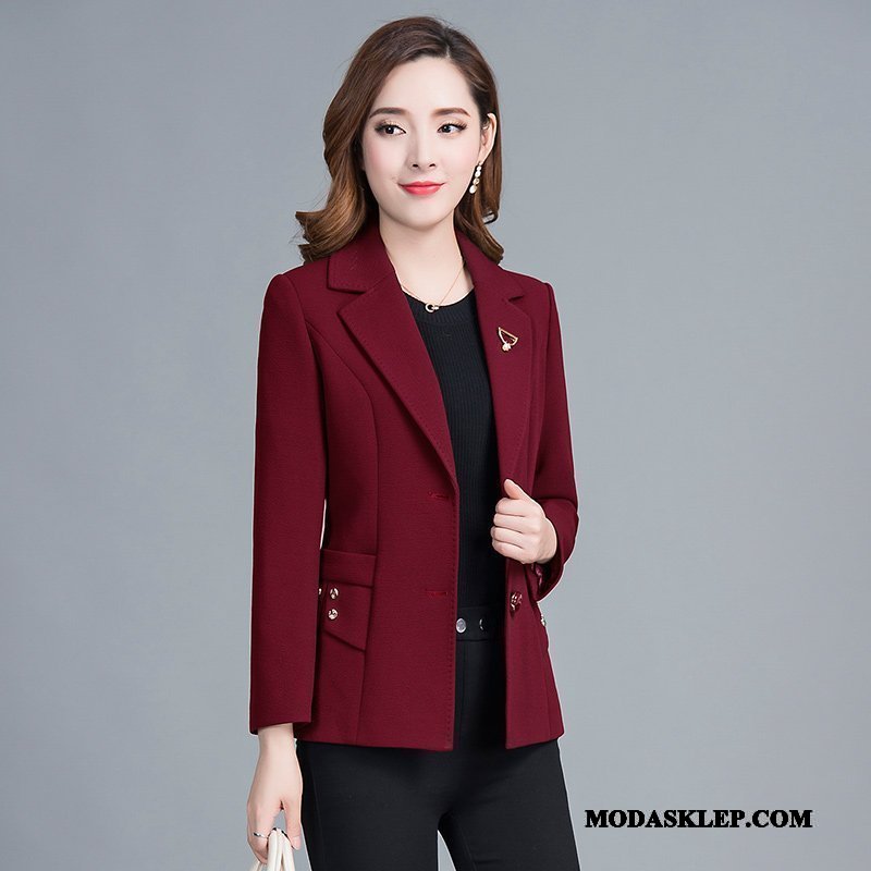 Damskie Blazer Kupię Nowy Cienkie Casual Wiosna Tendencja Burgund