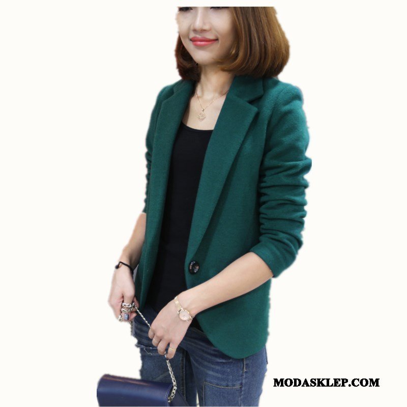 Damskie Blazer Sprzedam Marynarka Kombinezony Robocze Topy Casual Damska Oliwkowy Zielony