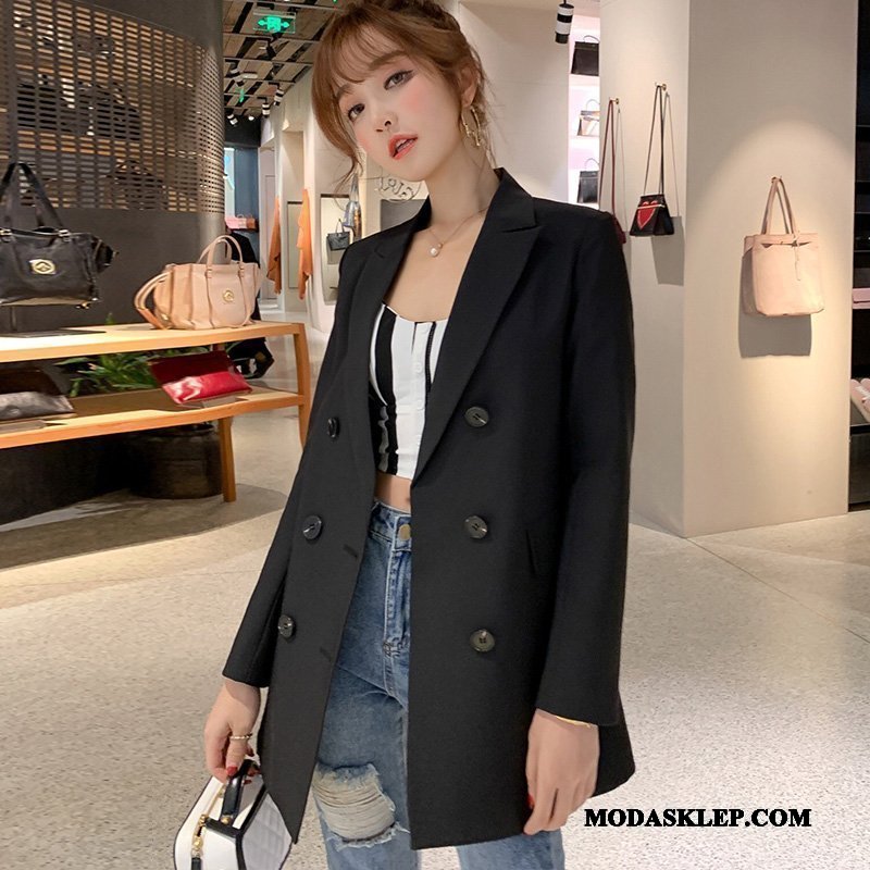 Damskie Blazer Sprzedam Slim Fit Moda Casual Garnitury Cienkie Czarny