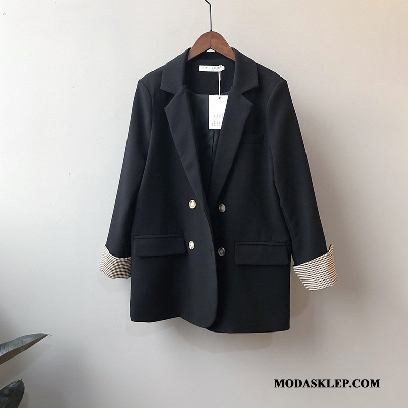 Damskie Blezer Kup Marynarka Szerokie Damska Wiosna Vintage Czarny Czerwony