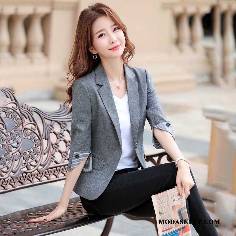 Damskie Blezer Kup Nowy Slim Fit Cienkie Damska Casual Szary Czerwony