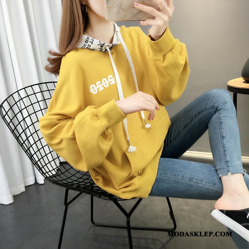 Damskie Bluza Z Kapturem Dyskont Wiosna Szerokie Topy Płaszcz Jesień Żółty