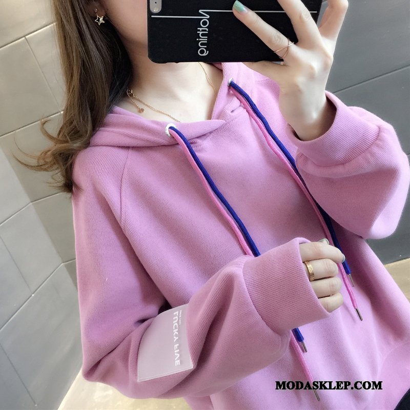 Damskie Bluza Z Kapturem Kup Bluzy Z Kapturem Wiosna Damska Pullover Student Fioletowy Proszek