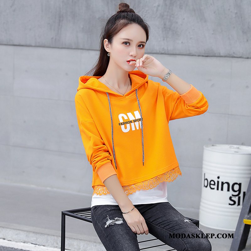 Damskie Bluza Z Kapturem Kupię Bluzy Z Kapturem Krótki Topy Płaszcz Jesień Oranż