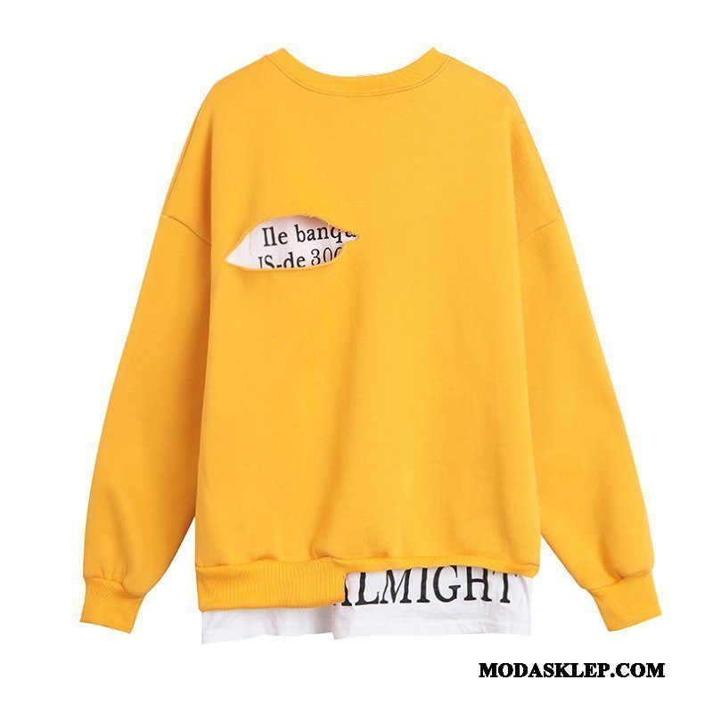 Damskie Bluza Z Kapturem Online 2019 Szerokie Zima Student Pullover Czerwony Żółty
