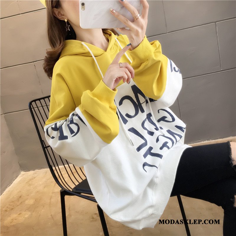 Damskie Bluza Z Kapturem Online Student Tendencja Hip-hop Damska Bluzy Z Kapturem Żółty