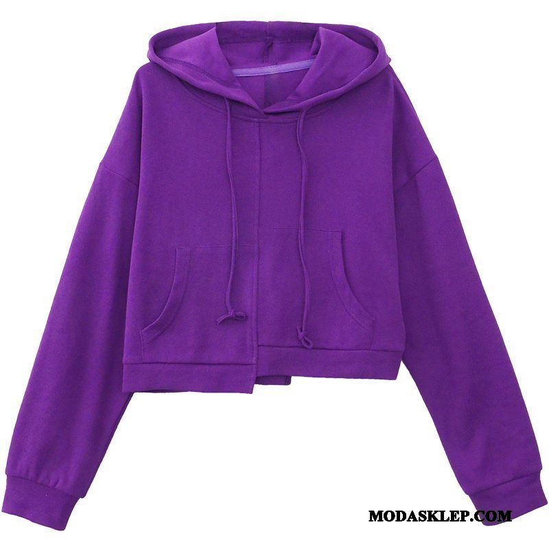 Damskie Bluza Z Kapturem Tanie 2019 Cienkie Wiosna Bluzy Z Kapturem Topy Fioletowy