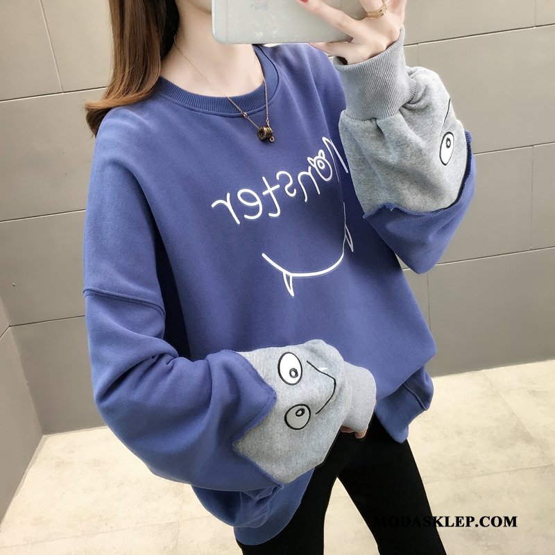 Damskie Bluza Z Kapturem Tanie Bluzy Z Kapturem Moda Piękny Damska Kreskówka Mieszane Kolory Niebieski