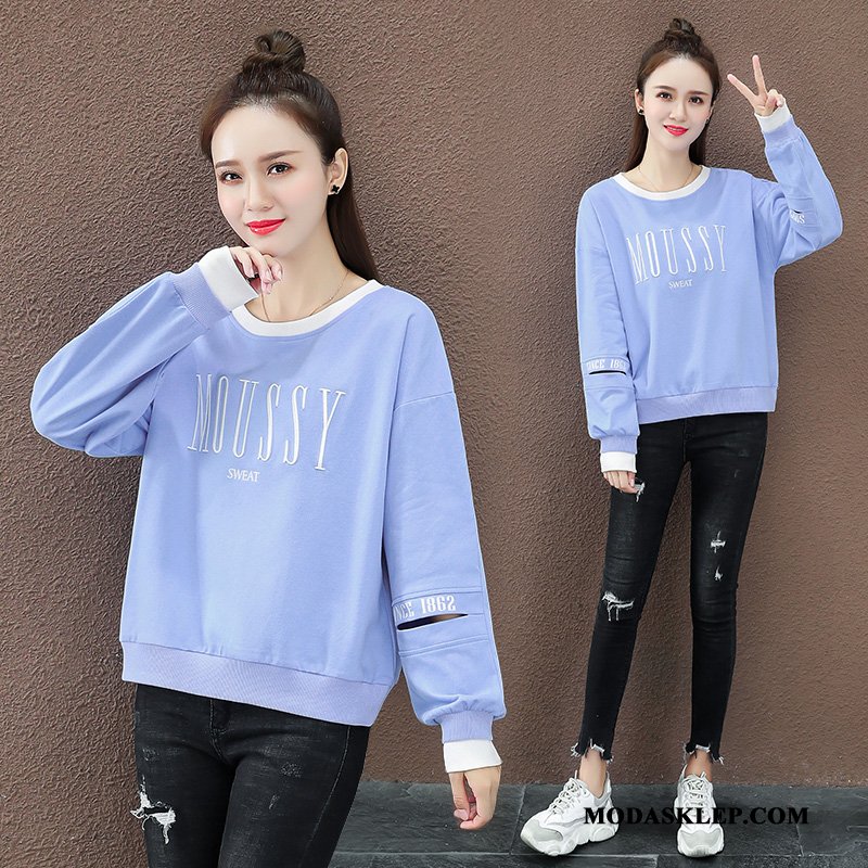 Damskie Bluza Z Kapturem Tanie Topy Szerokie Tendencja Jesień Pullover Fioletowy Czerwony