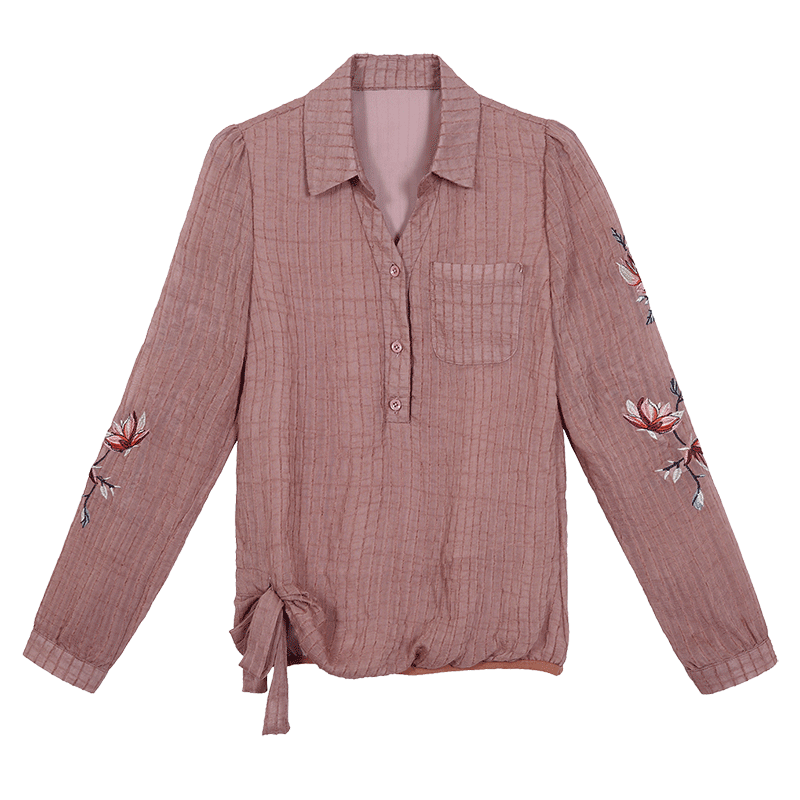 Damskie Bluzka Online Slim Fit 2019 Koszula Topy Długi Rękaw Czerwony