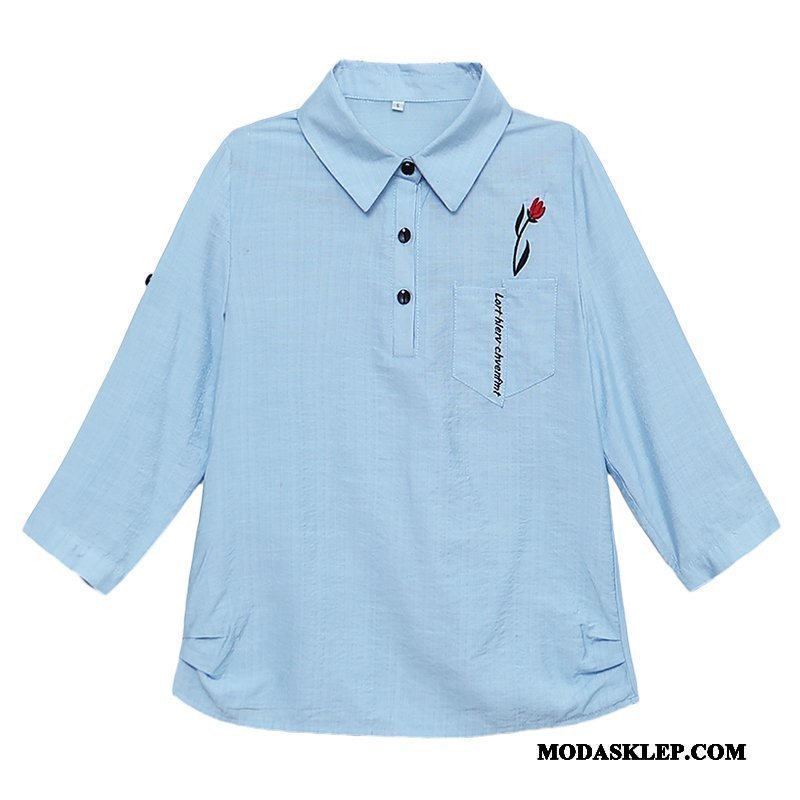 Damskie Bluzka Sprzedam Slim Fit Wiosna Damska 2019 Szerokie Niebieski