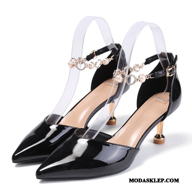 Damskie Buty Na Obcasie Dyskont Pojedyncze Buty 2019 Wiosna Szpiczaste Cienkim Obcasie Jasny Czarny