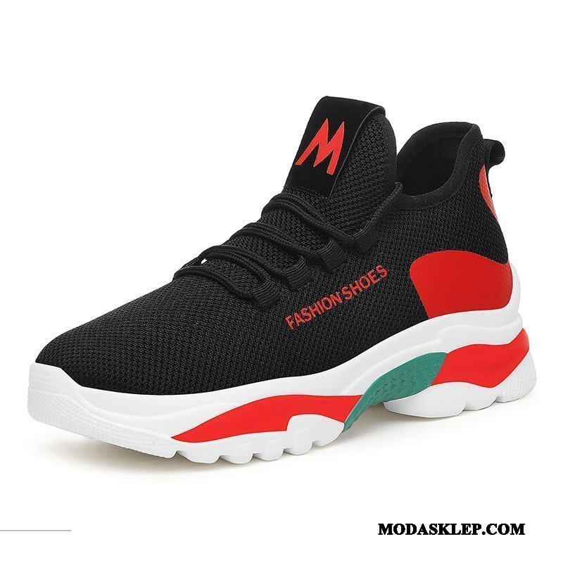 Damskie Buty Sportowe Oferta Zwiększ 2019 Casual Z Grubą Podeszwą Damska Czarny Czerwony