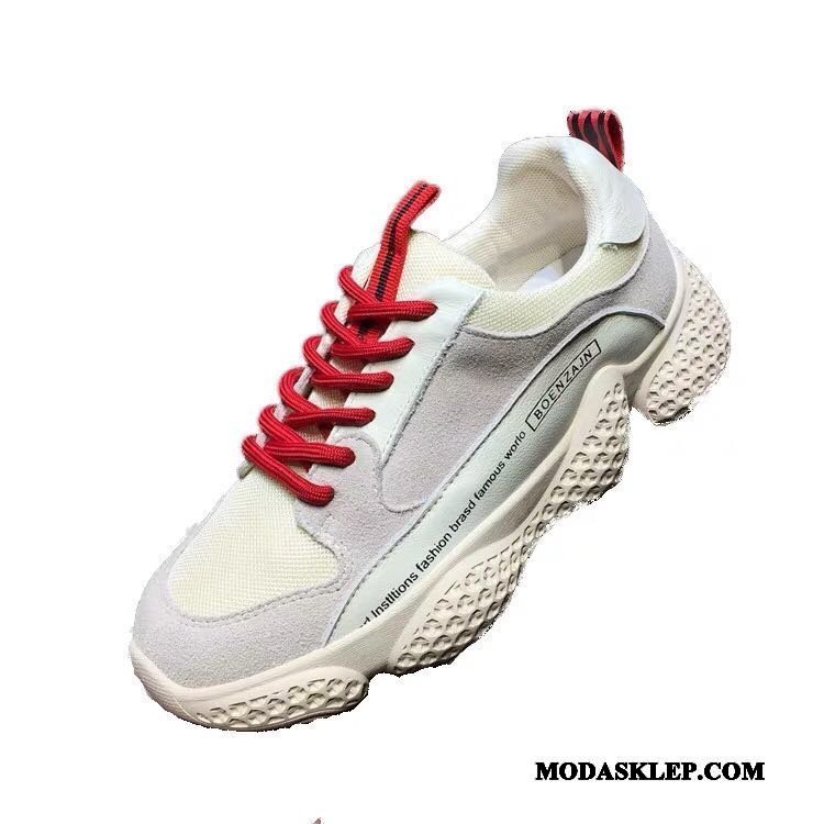 Damskie Buty Sportowe Tanie Casual Prawdziwa Skóra Trampki Wiosna Platforma Szary Jasny