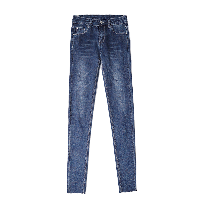 Damskie Jeansy Kup Damska Slim Fit 2019 Nowy Wiosna Ciemno Niebieski