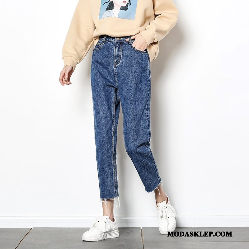 Damskie Jeansy Kup Student Dżinsy Cienkie Denim Proste Niebieski Jasny