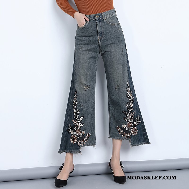 Damskie Jeansy Sprzedam 2019 Flare Szerokie Nowy Proste Niebieski