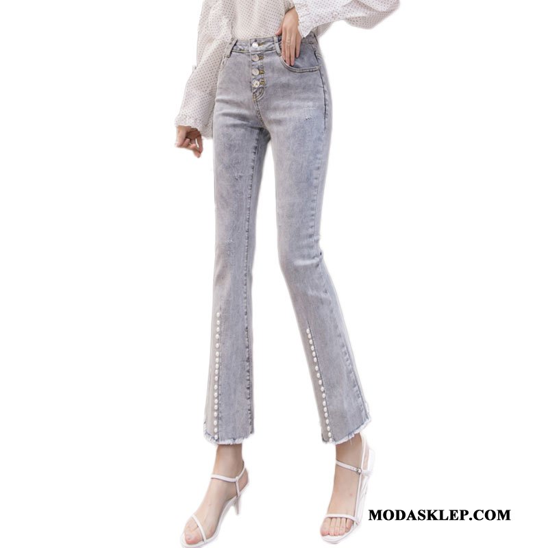 Damskie Jeansy Sprzedam Denim Flare Spodnie Nowy Wysoki Stan Niebieski