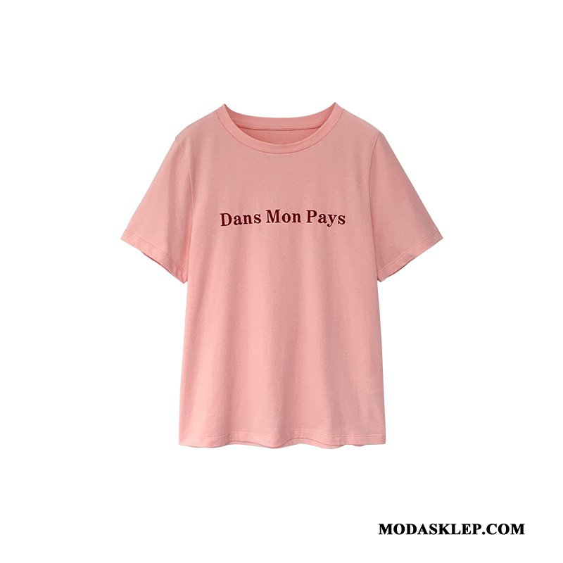 Damskie Koszulki Dyskont Szerokie Krótki Rękaw T-shirt Drukowana Lato Proszek