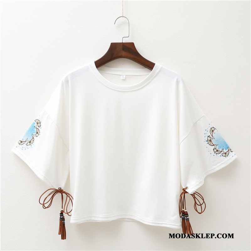 Damskie Koszulki Kupię Topy T-shirt Damska Krótki Rękaw Lato Biały