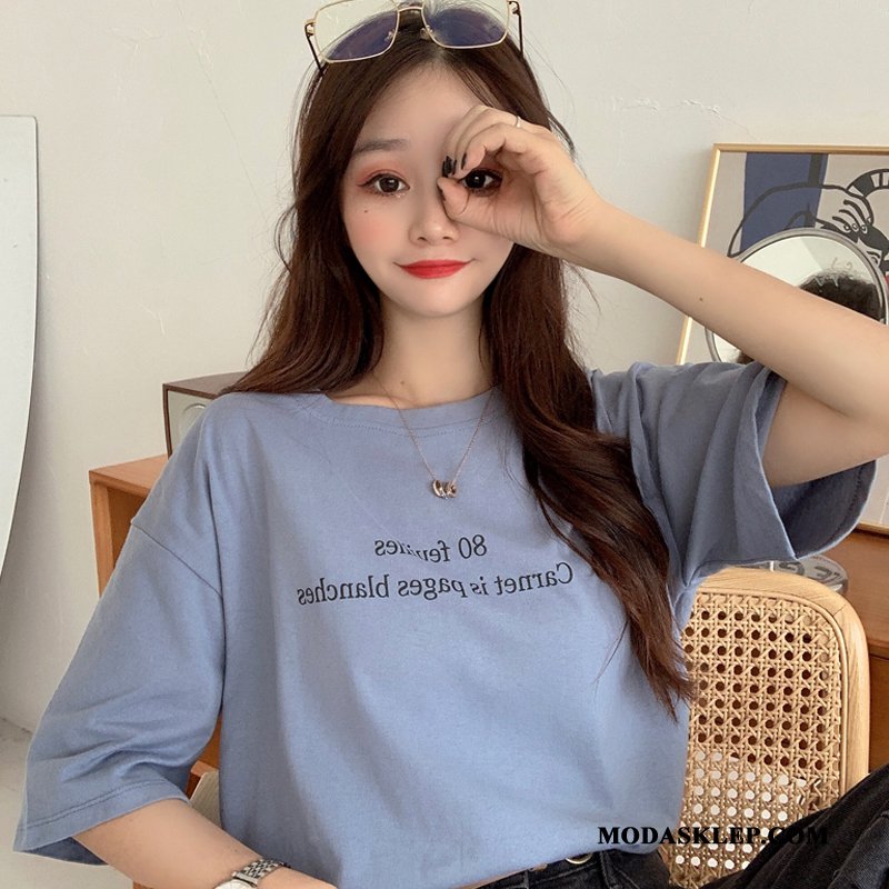 Damskie Koszulki Online T-shirt Dziewczynka Damska Student Topy Niebieski
