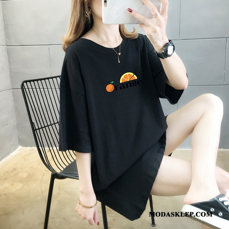 Damskie Koszulki Sprzedam Krótki Rękaw T-shirt Szerokie Nowy Topy Czarny