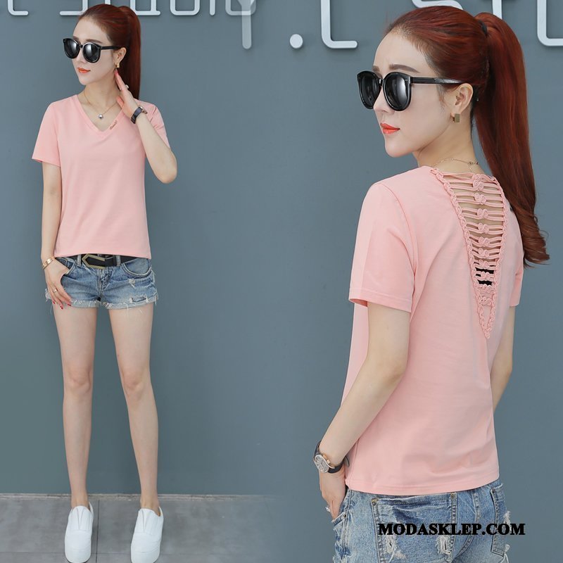 Damskie Koszulki Tanie Lato Slim Fit Krótki Rękaw T-shirt 2019 Proszek