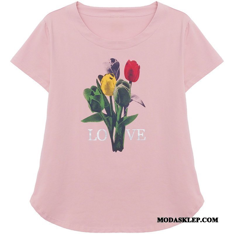 Damskie Koszulki Tanie T-shirt Podkoszulek Moda Lato Tendencja Proszek