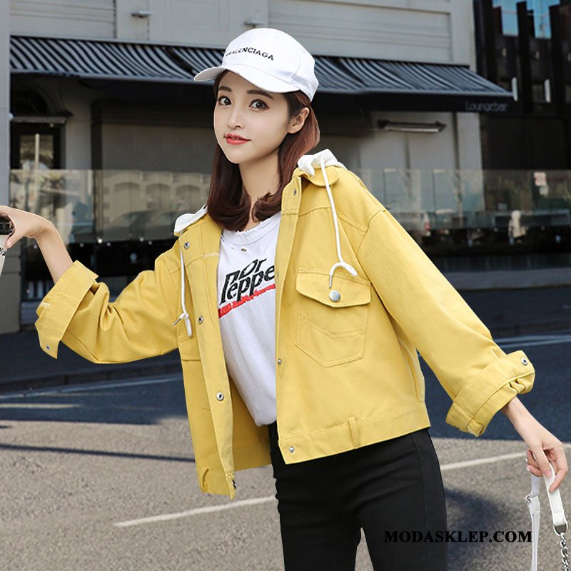 Damskie Kurtki Sklep 2019 Jesień Moda Baseball Damska Żółty