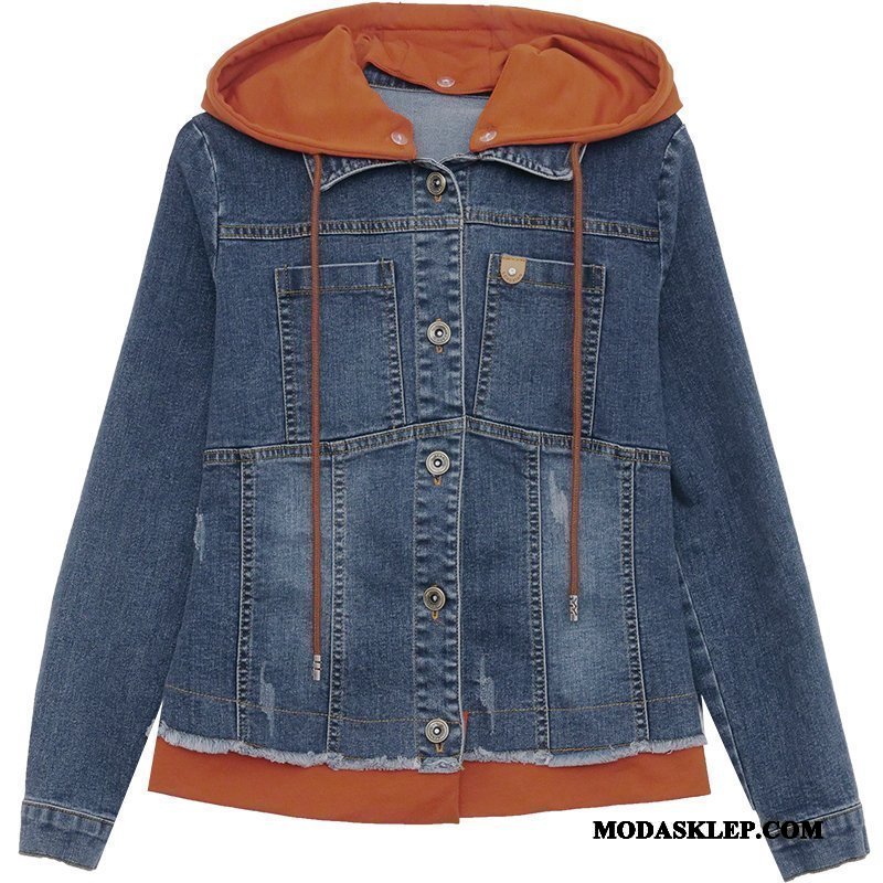 Damskie Kurtki Sprzedam Płaszcz Z Kapturem Tendencja 2019 Denim Karmel