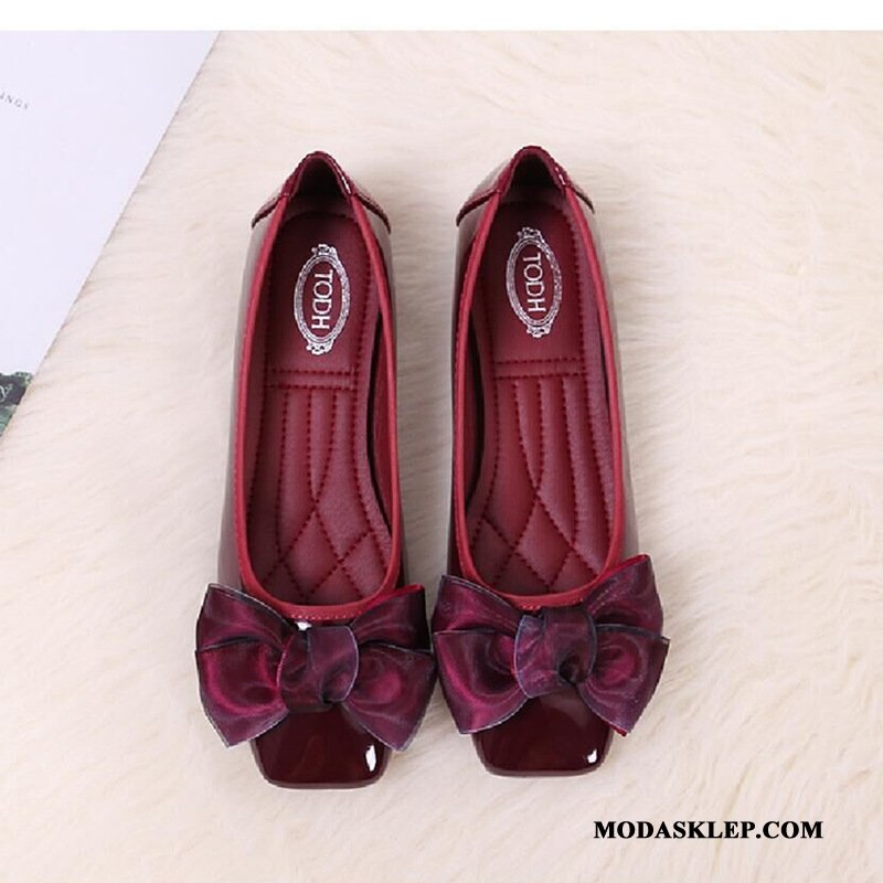 Damskie Mokasyny Oferta Muszka Lato Płaskie Buty 2019 Czerwony