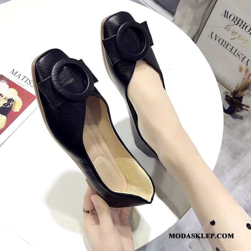 Damskie Mokasyny Sklep Buty Pojedyncze Buty Slip On Okrągły Antypoślizgowe Jasny Czarny