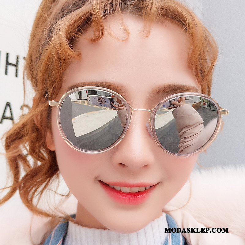 Damskie Okulary Przeciwsłoneczne Tanie Nowy Trendy Okrągła Twarz Polaryzator Vintage Fioletowy Szary
