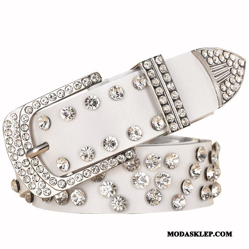 Damskie Paski Tanie Moda Rhinestone Damska Wszystko Pasuje Dekoracja Biały