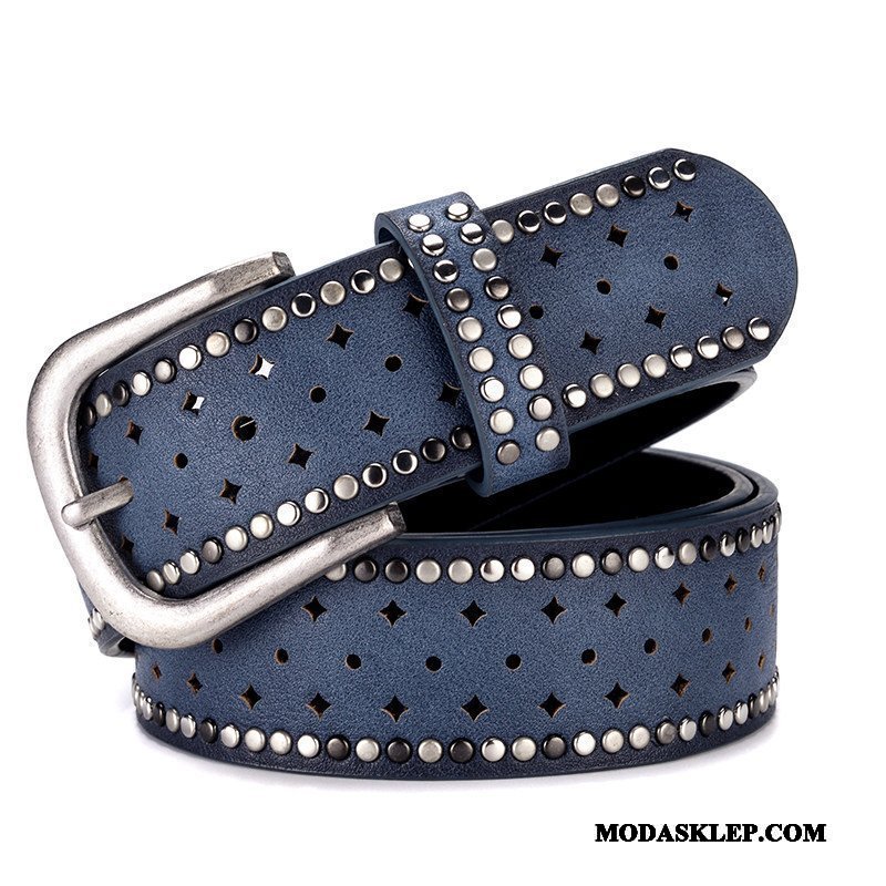 Damskie Paski Tanie Pin Klamra Denim Rhinestone Casual Moda Niebieski Złoty Proszek