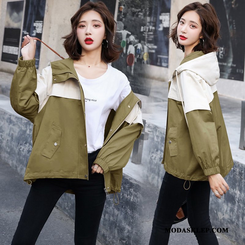 Damskie Prochowiec Online 2019 Casual Nowy Moda Jesień Zielony